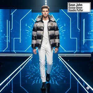 NWOT Sean John Men's 2XL Winter Heavy Down Puffer Coat Removable Hoodie Full Zip